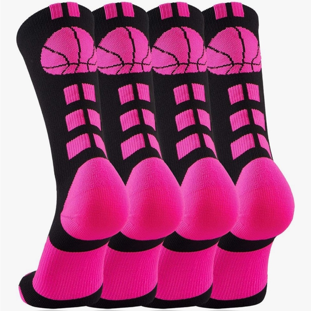 Basketball Pattern Black and Pink Socks